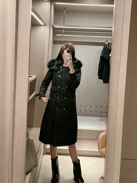버버리 폭스 후드 패딩 코트